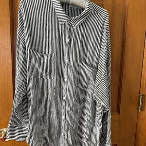 Oversized, pin-stripped gray Z-Supply blouse (XS/S)